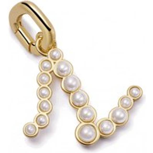 Daisy London 18ct Gold Plate Letter L Pearl Initial Charm Pendant