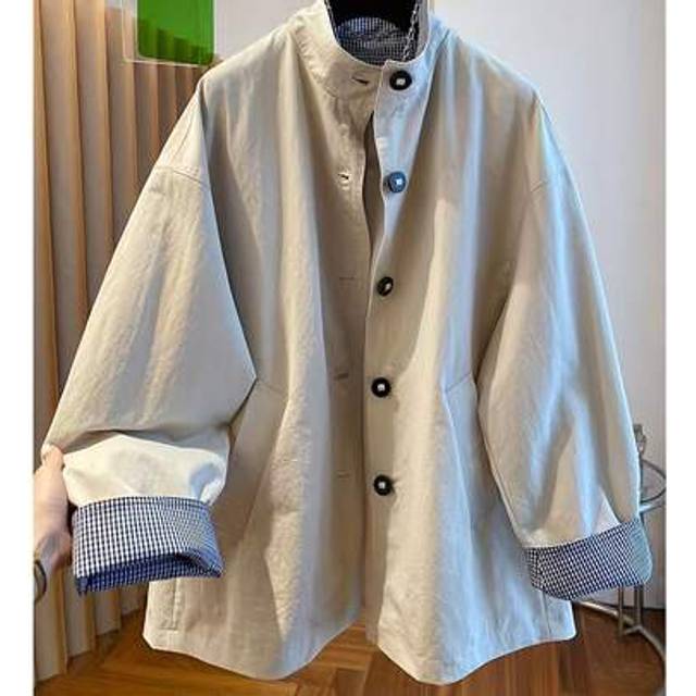 SHEIN 2025 Spring Casual Loose Windbreaker Jacket For Women, Patchwork Collar, Versatile Chic Outerwear