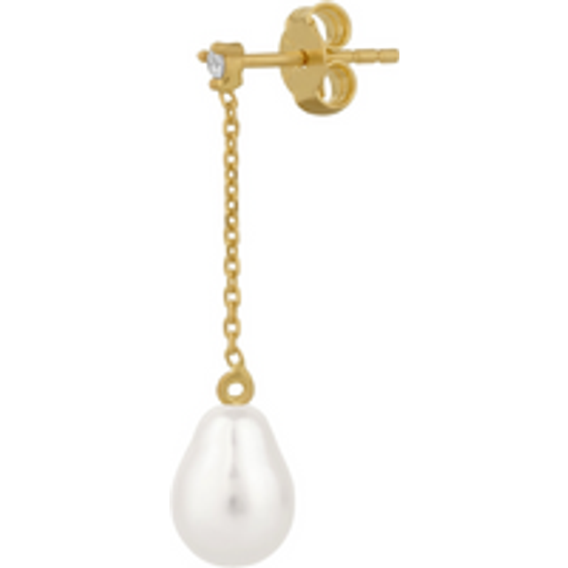 Diamond Drop Real Pear Single Fine Earring 14ct Solid Gold