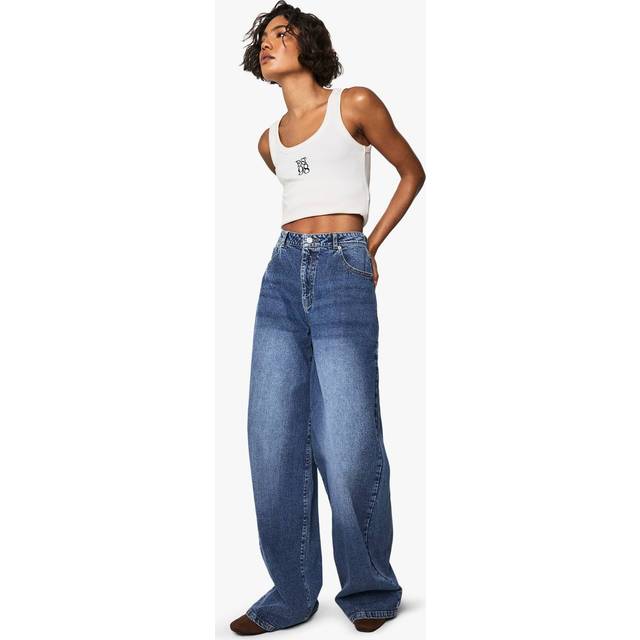 Womens Tall Basic Super Wide Leg Jean - Grey - 12/34L, Grey
