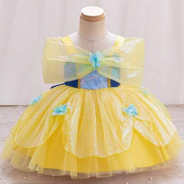 SHEIN Baby GirlAdorable Floral Mesh Elegant Princess Dress, Suitable For Parties, Graduations, Formal Occasions