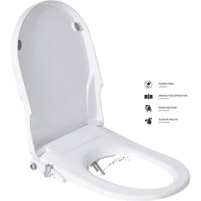 Toilet Seats Bidet with Non Electric Self Cleaning Dual Nozzles Separated Rear & Feminine Cleaning Natural Water Spray, Soft Closed Toilet Seat C