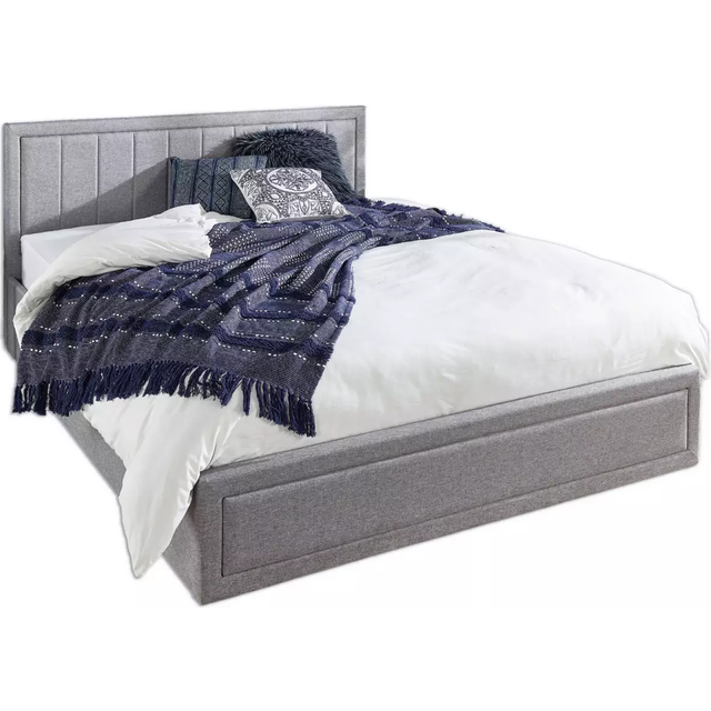 Aspire Furniture Aspire Castleton Grey Linen Quilted Headboard Ottoman Bed, Grey