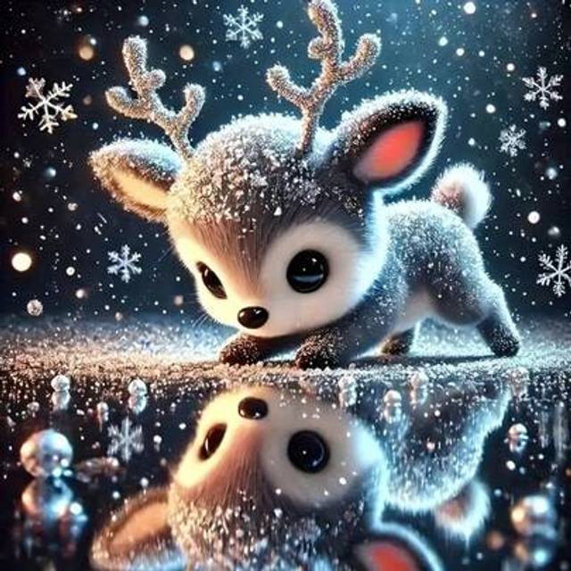 SHEIN 1pc [11.8*11.8in/15.7*15.7in] 5D Acrylic Diamond Painting Kit, Cute Deer Pattern, Suitable For Adult Beginners DIY Mosaic Diamond Art, Full Drill Hand