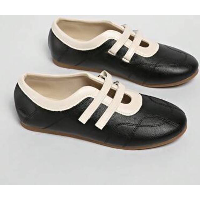 SHEIN New Spring/Autumn British Style Fashion Low Vamp Ballet Flat Lace-Up Casual Mary Jane Shoes