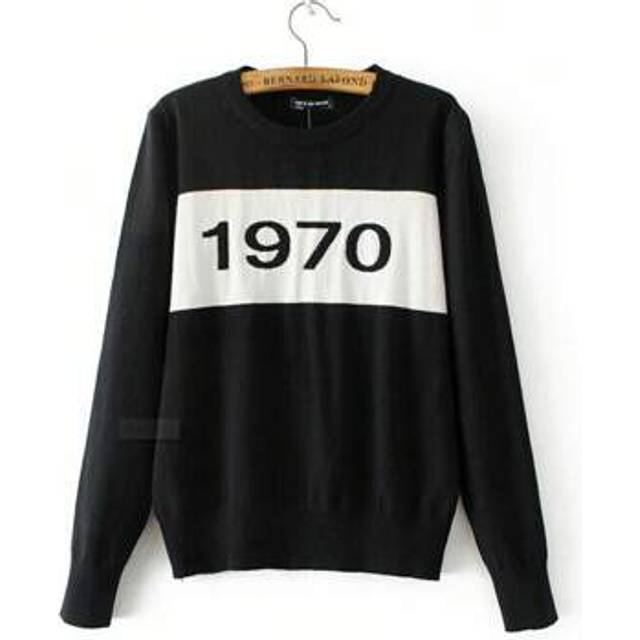 SHEIN 1970 JUMPER PULLOVER BELLA DESIGNER BLACK ORANGE WOMEN Long Sleeved Knitted Tops