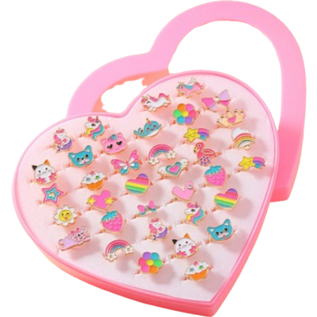 SHEIN Zinc Alloy Rings For Girls, Adjustable Student Rings, Gifts For Granddaughter, Kid&#39;s Birthday Gifts, Party Rings, Christmas Gifts, Cartoon Cute Rings,