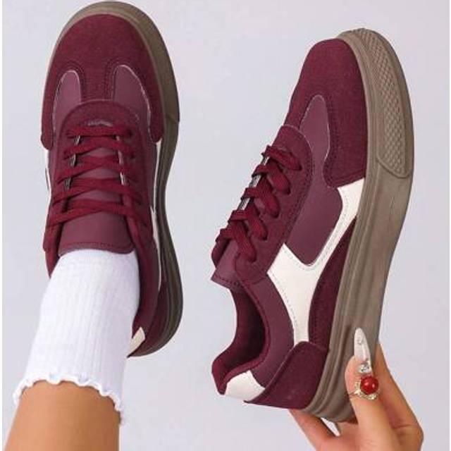 SHEIN Women&#39;s Retro Thick Sole Lace-Up Casual Sneakers, Spring/Autumn