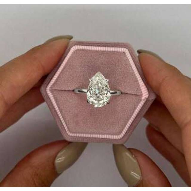 SHEIN 1PC Fashion Sparkle 1 2 4 Carat Pear-Shape Engagement Zirconia Ring Wedding Band For Women Girls 925 Sterling Silver Promise Ring Eternity Ring Fine L