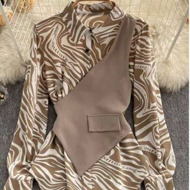 SHEIN Women&#39;s Fashion Commuter 2 In 1 Zebra Print Patchwork Shirt