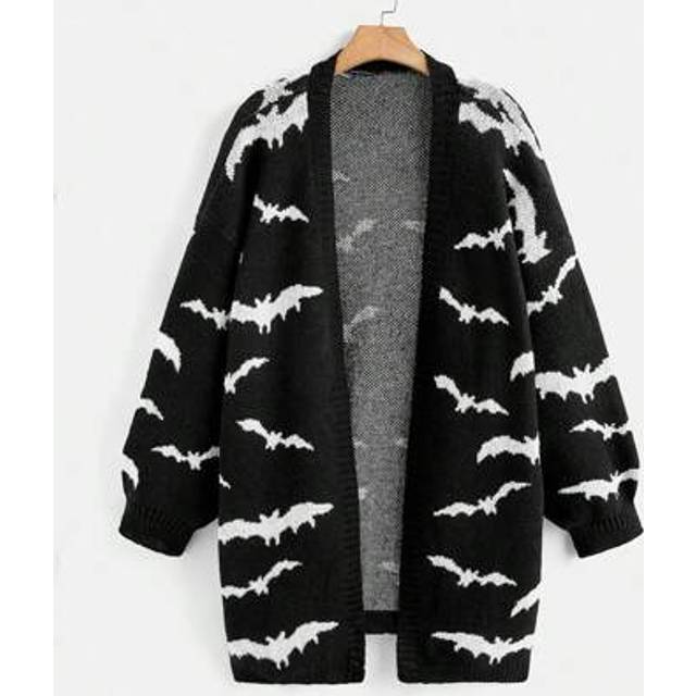 Flirla Halloween Plus Size Women Casual Drop Shoulder Cardigan For Autumn Winter