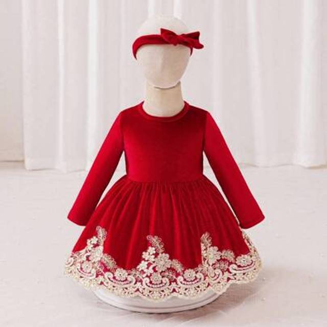 SHEIN Baby Girls&#39; Christmas Holiday Party Elegant Dress