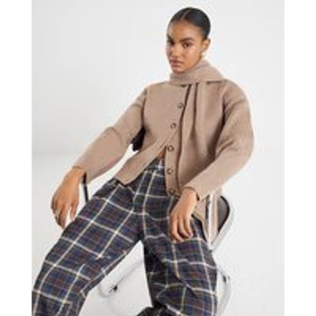 River Island Womens Beige Wrap Scarf Knitted Cardigan - XL