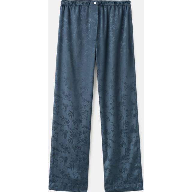 Jacquard satin pyjama trousers night blue - Woman - M - MANGO - Night Blue