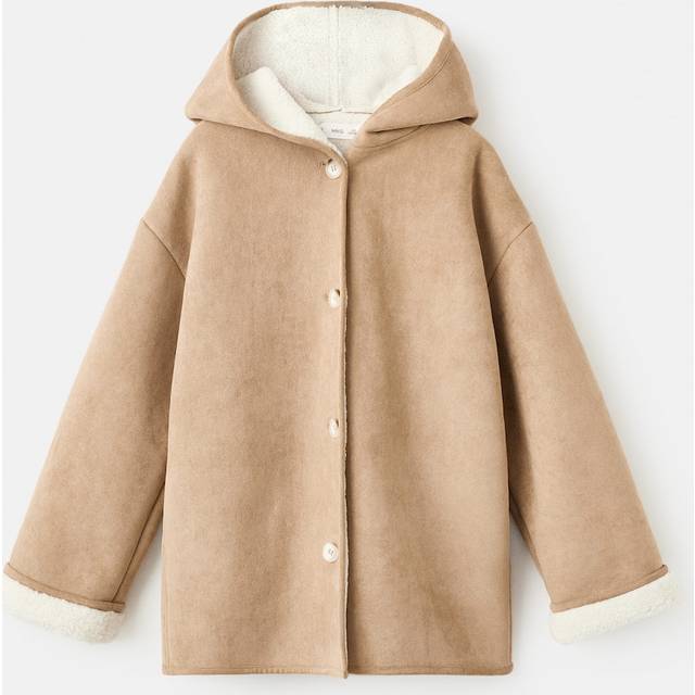 Mango Kids' Mariona Suede Look Coat, Medium Brown