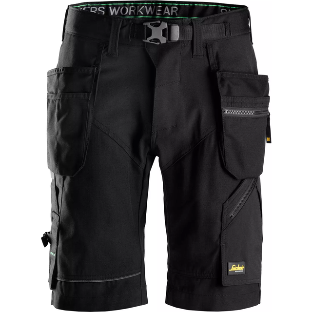 Snickers 6904 Mens FlexiWork Comfort Holster Pocket Shorts Black 38"