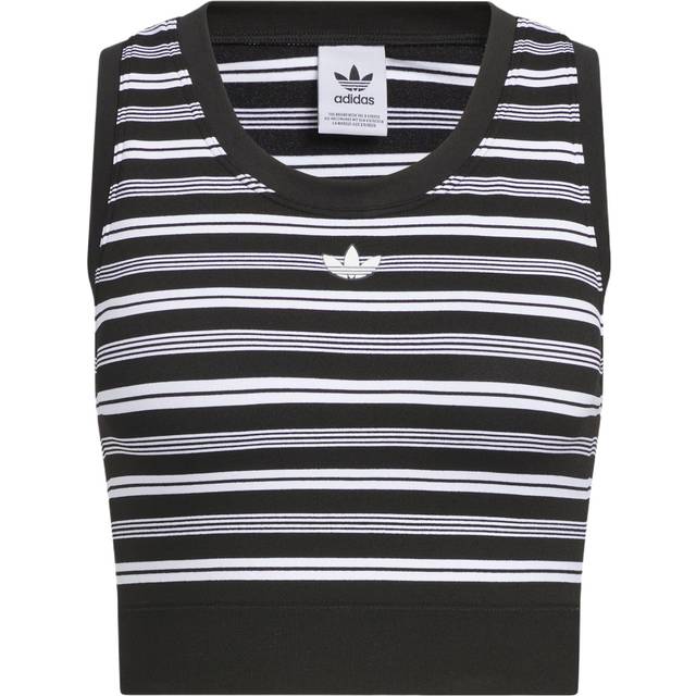 Adidas Originals Striped Padded Tank Top Comfortable Fashion Trend Sports Vest Women Tops Black KE3721 XL