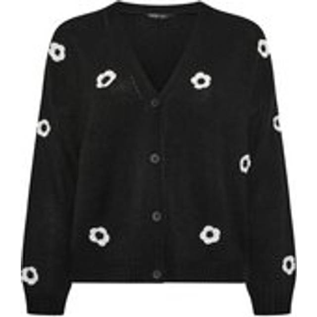 Yours Curve Black Applique Flower Cardigan, Women's Curve & Plus Size, Yours - 22-24