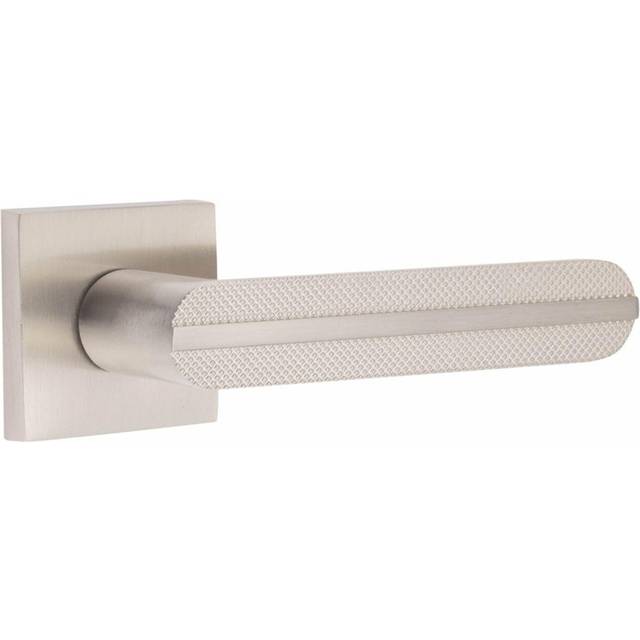 Modern Lima Euro Lock Door Handles in Satin Nickel Finish with 70mm Key, Barrell and Ball Bearing Hinges (29cm W)