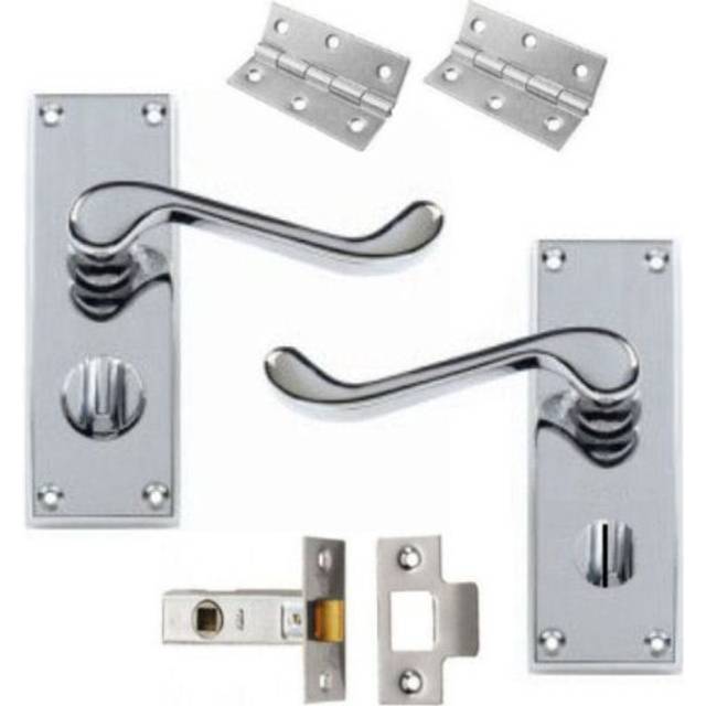 Victorian Scroll Door Handle - Polished Chrome (17cm W)