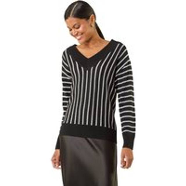 Roman Metallic Stripe Knit Jumper In Black - 12