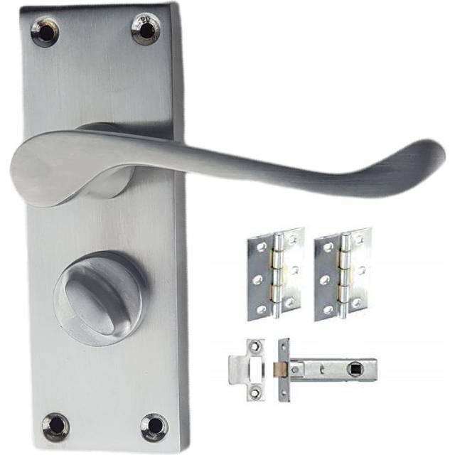Victorian Scroll Bathroom Door Handle - Satin (17cm W)