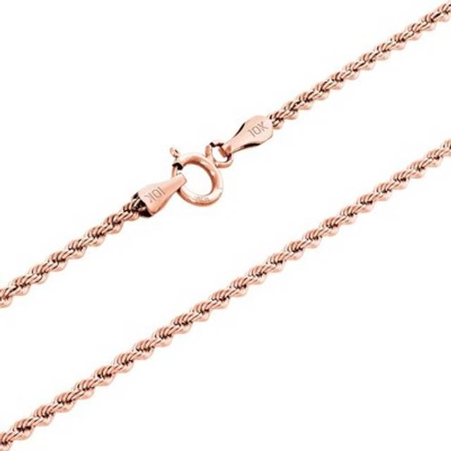 10k Rose Gold 1.5mm-6mm Diamond Cut Rope Chain Necklace Mens Womens 16-30