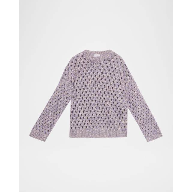 Sparkling Cashmere Mohair Crewneck Sweater - LAVANDER - X-Large