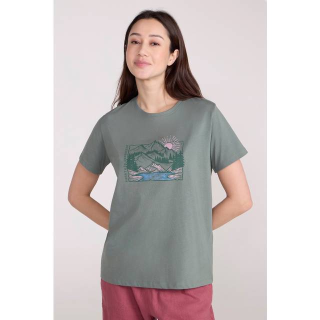 Mountain Warehouse Photo Scene Womens Loose Fit T-Shirt - Green - Green - Size: 4