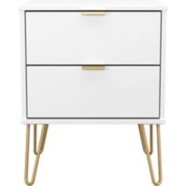 Fuji 2 Drawer Bedside Cabinet (Ready Assembled) - White - One Size
