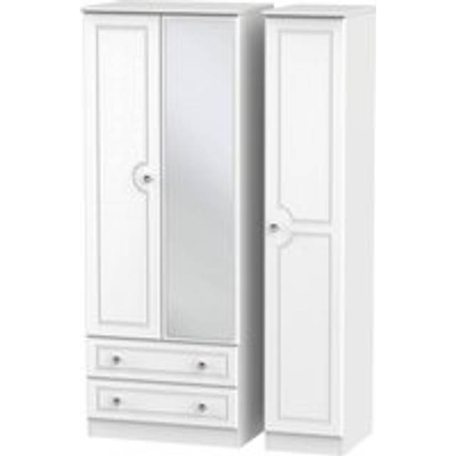 Ready Assembled 2 U Hilton Triple Mirror Wardrobe with 2 Drawers (Ready Assembled) in White