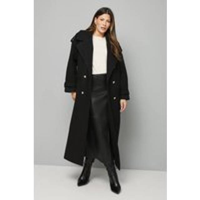 Wallis Wide Lapel Trench Coat In Black - black - 22