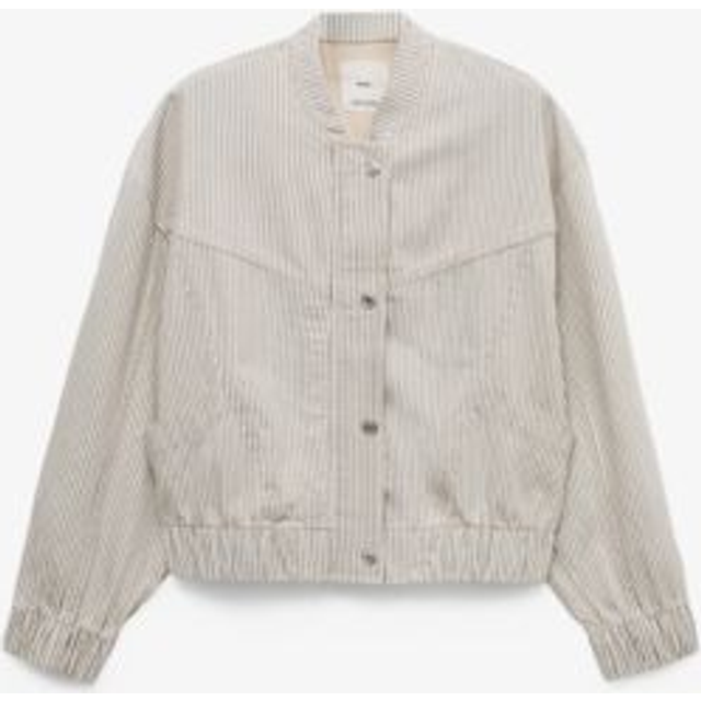 Mango Laurie Stripe Denim Jacket, Light Beige
