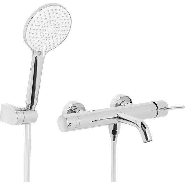 Beliani Wall Mounted Bath Shower Mixer Tap Meliquina Silver, Silver