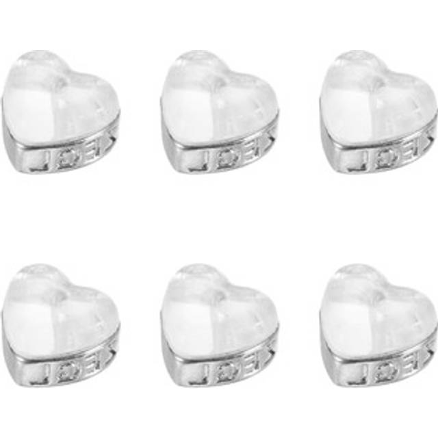 6pcs Heart Silicone Earring Backs With Plated(love Style, Silver Tone)