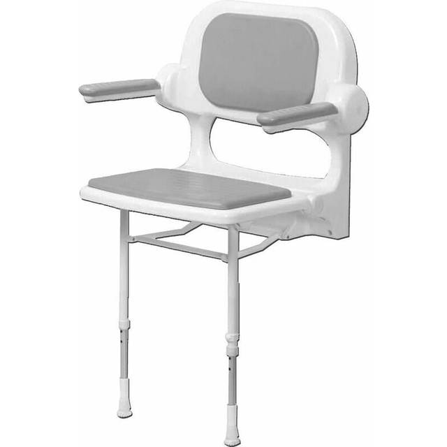 AKW - 2000 Series Fold Up Shower Seat with Back & Arms Grey