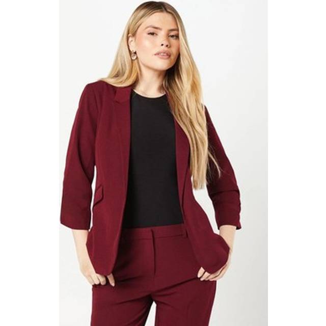 Dorothy Perkins Womens Blazer Burgundy Mid-length Turnback Cuff Formal