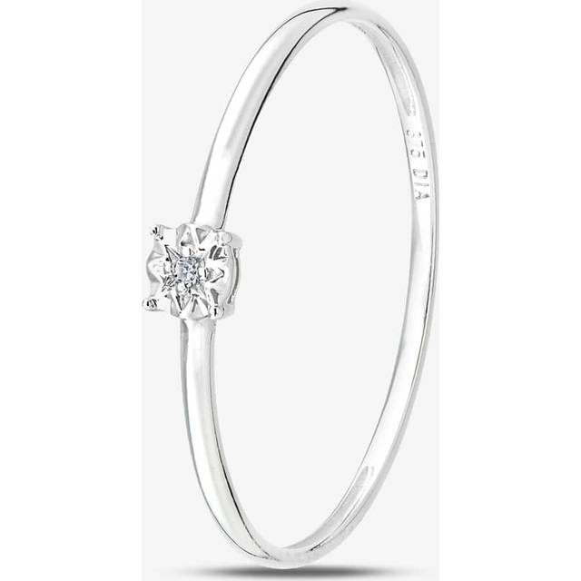 9ct White Gold 0.01ct Solitaire Diamond Ring PR12847W M - Silver