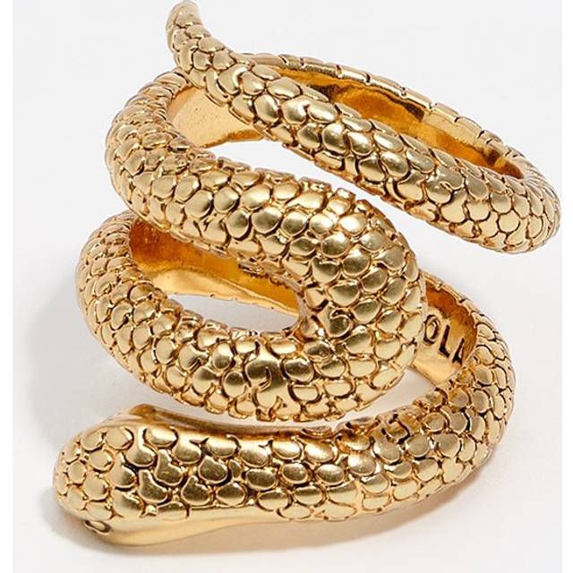 Gold textured snake spiral ring - GOLD - 16