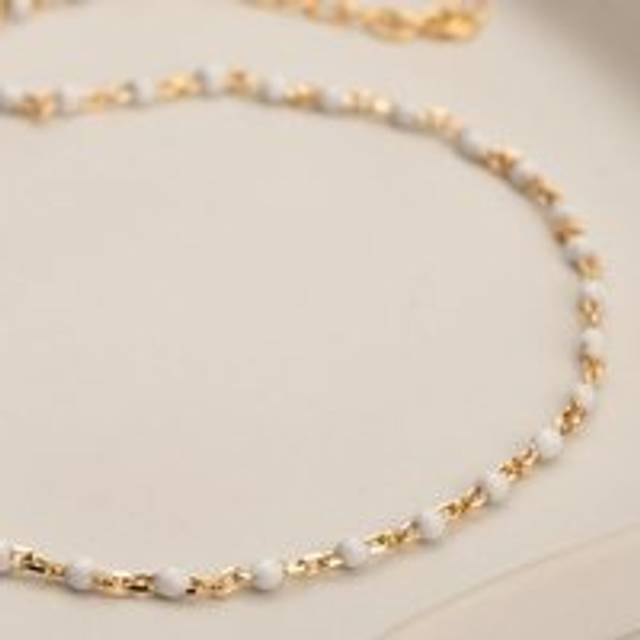 John Greed Signature Gold Plated White Enamel Bead Anklet For Women - gold/white