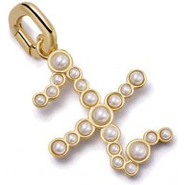 Daisy London 18ct Gold Plate Letter X Pearl Initial Charm Pendant