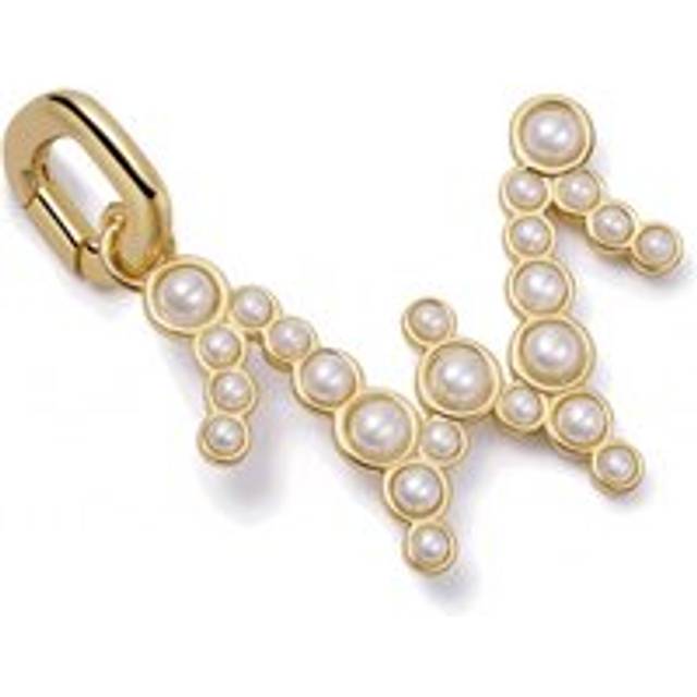 Daisy London 18ct Gold Plate Letter W Pearl Initial Charm Pendant