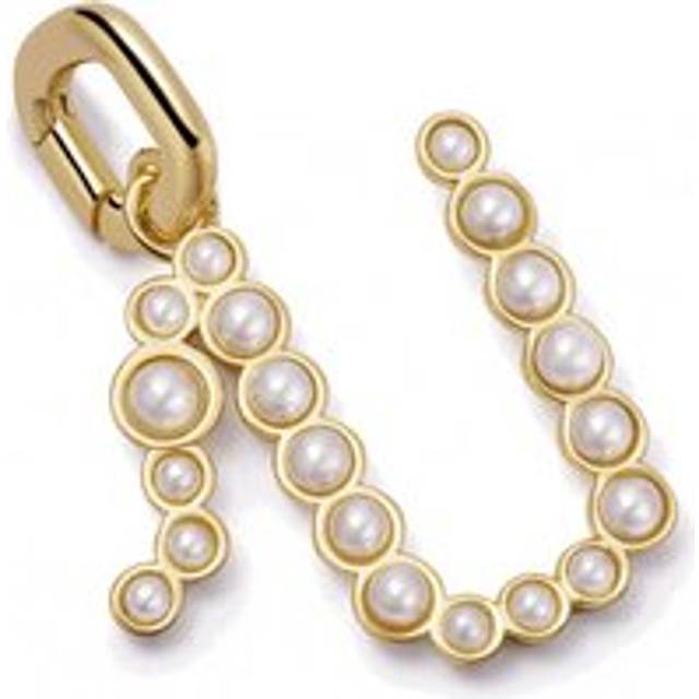 Daisy London 18ct Gold Plate Letter U Pearl Initial Charm Pendant