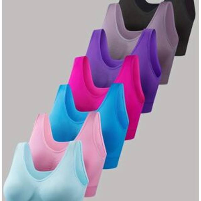 TEMU 7pcs Women' Sports Bras - Comfortable & Supportive Yoga Tank Tops, Breathable Nylon Blend, Assorted Colors (black, Purple, Pink, Blue, Light Blue) For Active