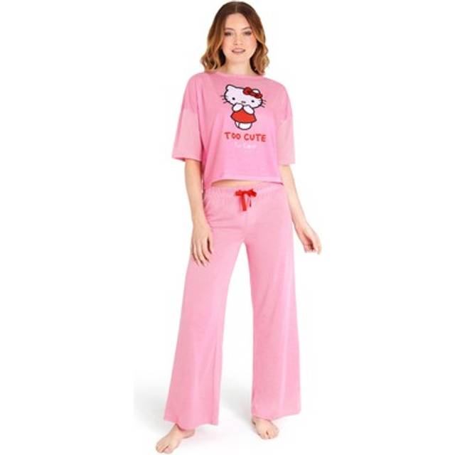 Hello Kitty Womens Pyjama Set Pj Loose Fit Loungewear Nightwear Sleepwear