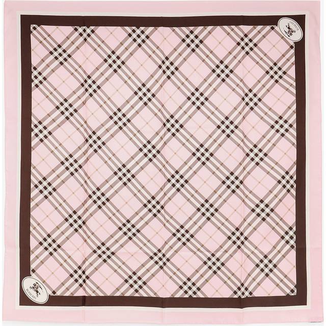 Burberry Check Knight Stamp Silk Scarf - Bow Pink - One Size
