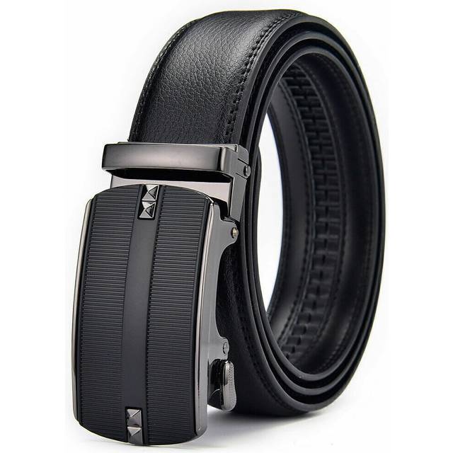 Luxury Men's Real Leather Belt Automatic Buckle Ratchet Waist Strap Jeans Dress