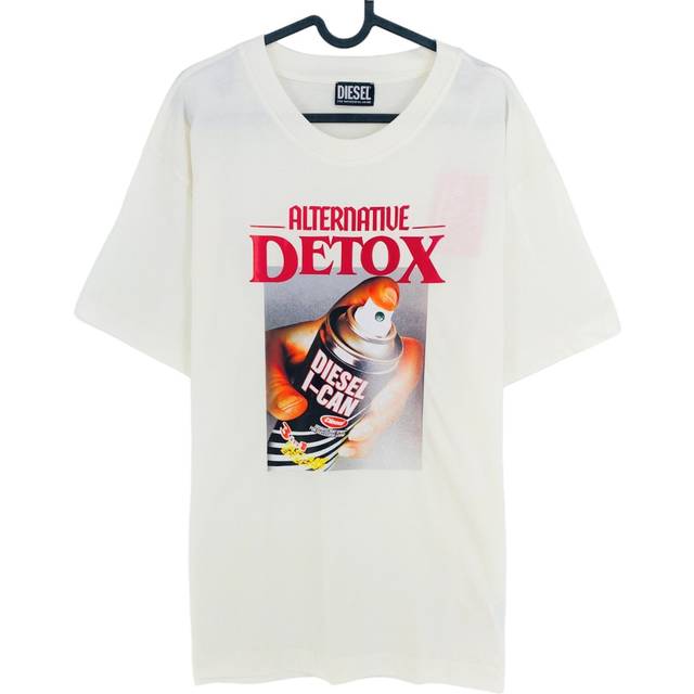 Diesel White With Spray Can Print Crew Neck T Shirt Size Xl
