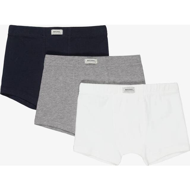 Mayoral Boys Blue, White & Grey Cotton Boxer Shorts (3 Pack) - Blue/Grey/White - 8 year