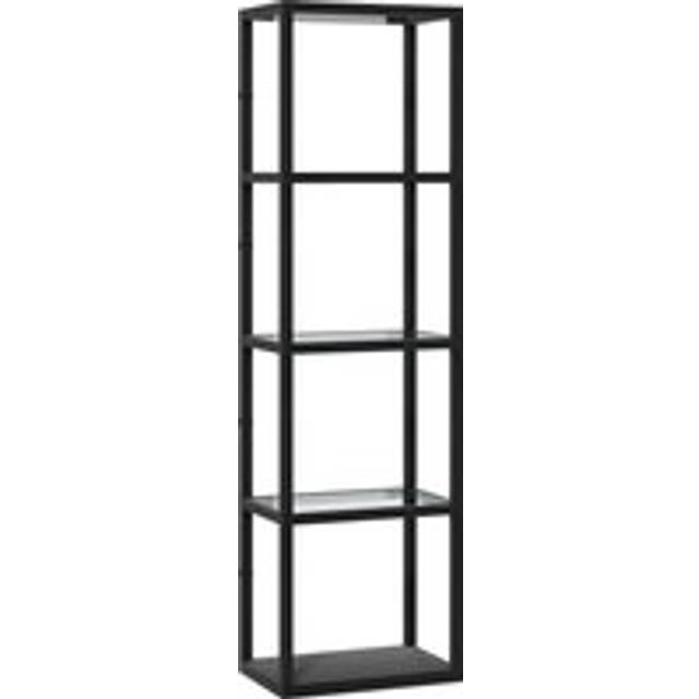 Homcom Led Floor Lamp With Glass Shelves, 4 Layers Dimmable Tall Standing Lamp, Modern Column Shelf Floor Light For Living Room, Bedroom, Office, Dark